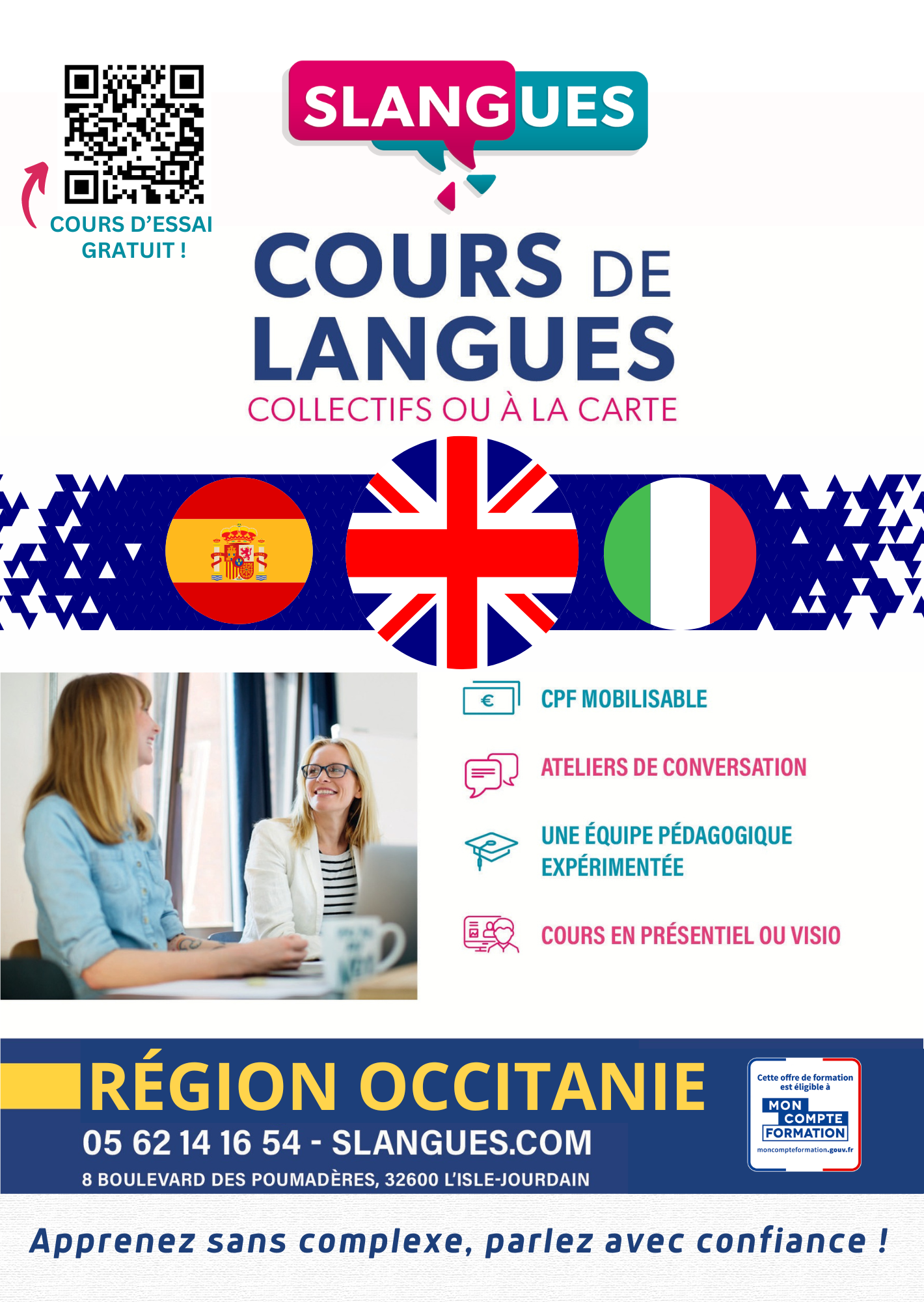 Lire la suite à propos de l’article 🌟 Rejoignez-nous pour des cours d&rsquo;essai en espagnol et en anglais ! 🌟