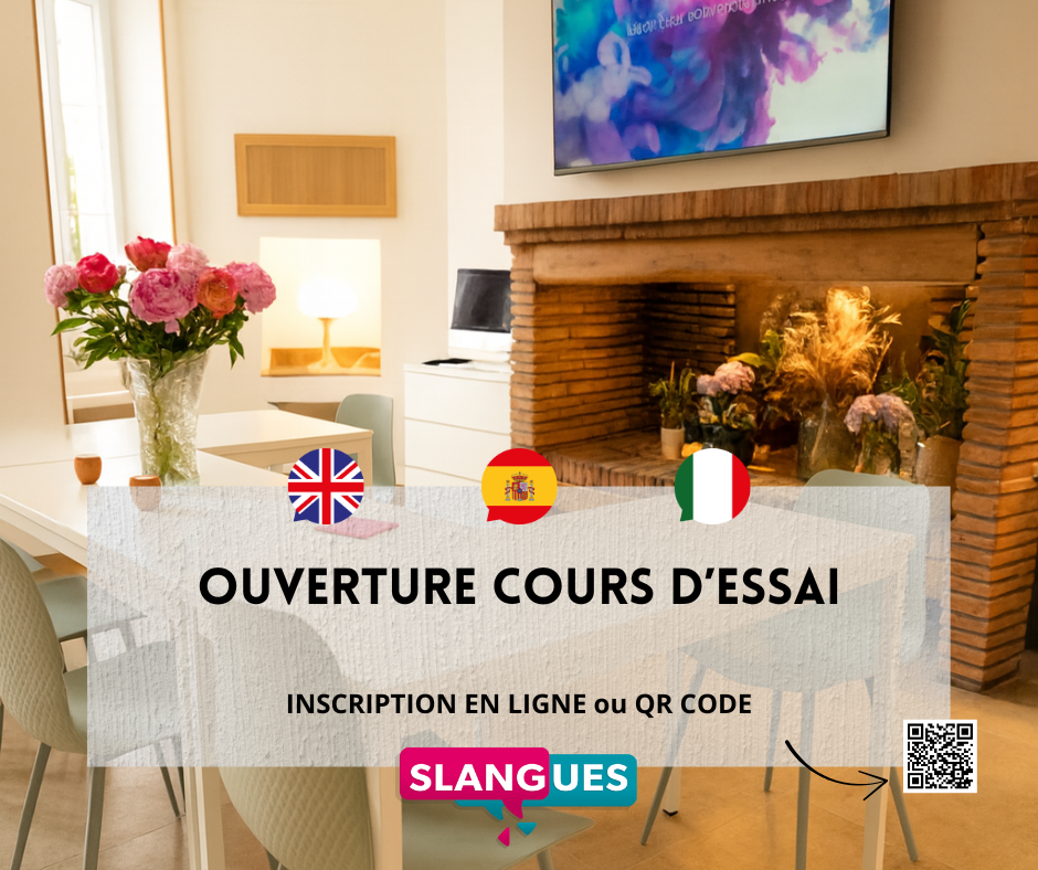 Lire la suite à propos de l’article Cours d’essai ouverts pour les groupes en ANGLAIS • ESPAGNOL • ITALIEN !